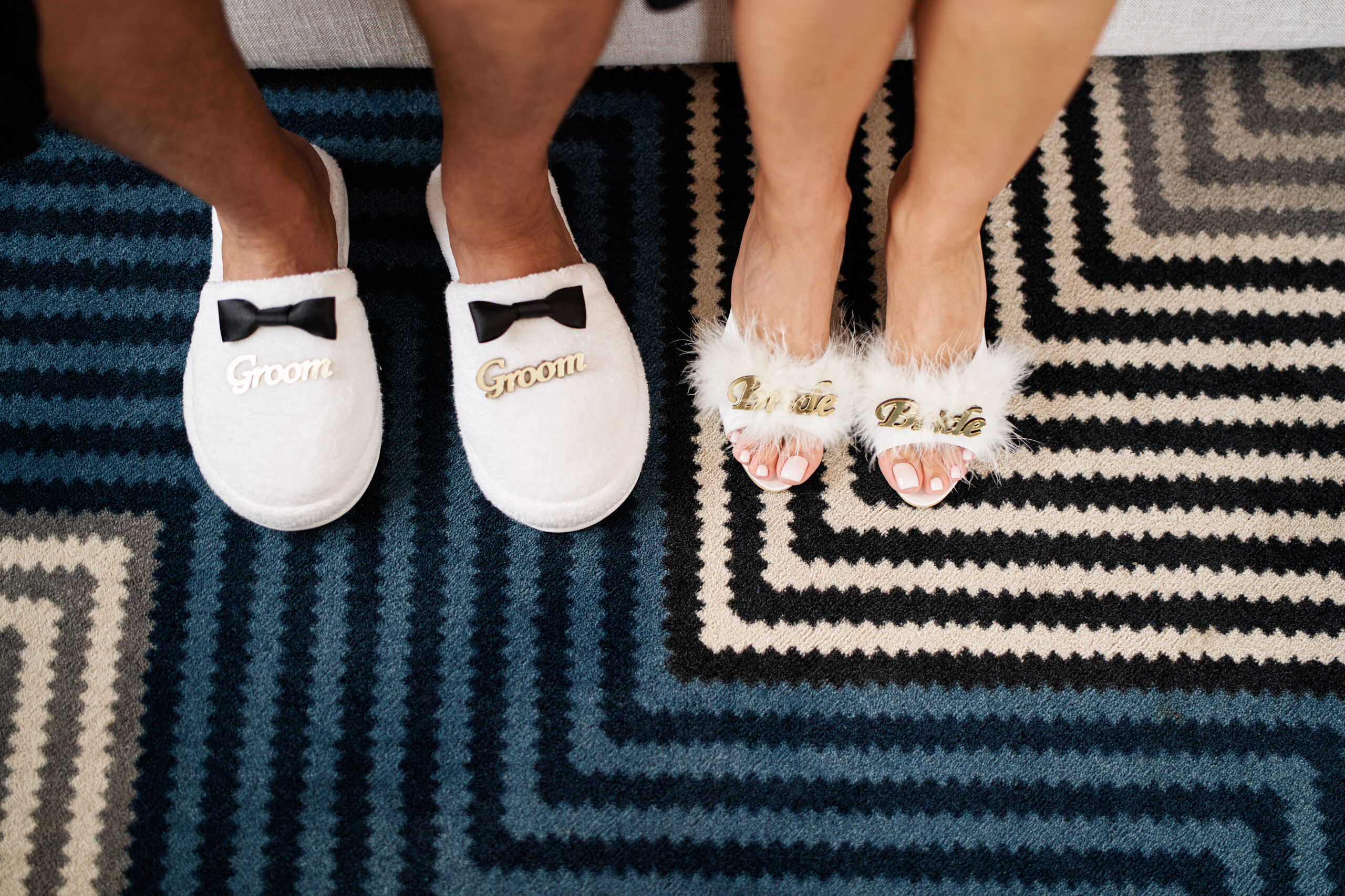 Couple's feet in slippers — preparing for the next step together
