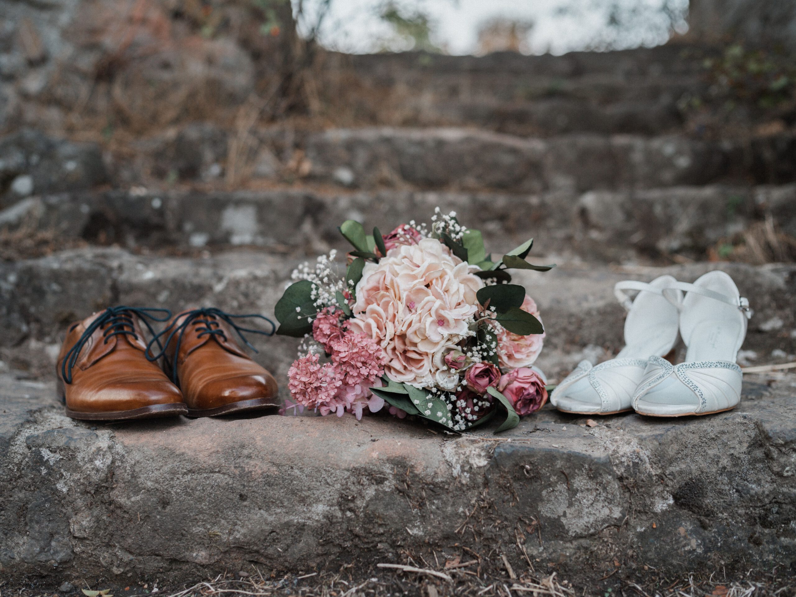 A stylised pair of wedding shoes